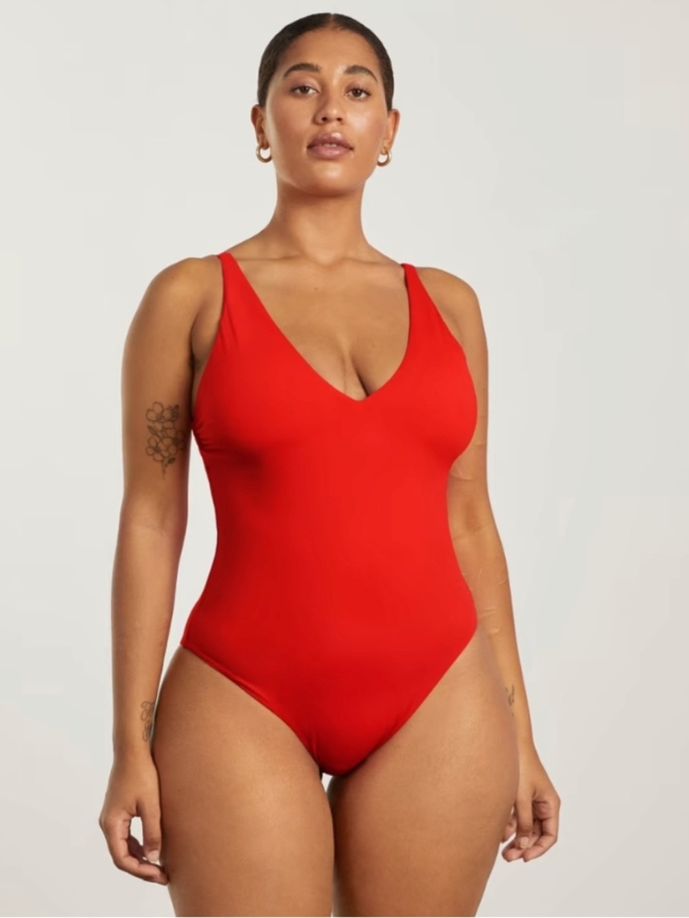 Everlane V Neck One Piece Swimsuit Red XL